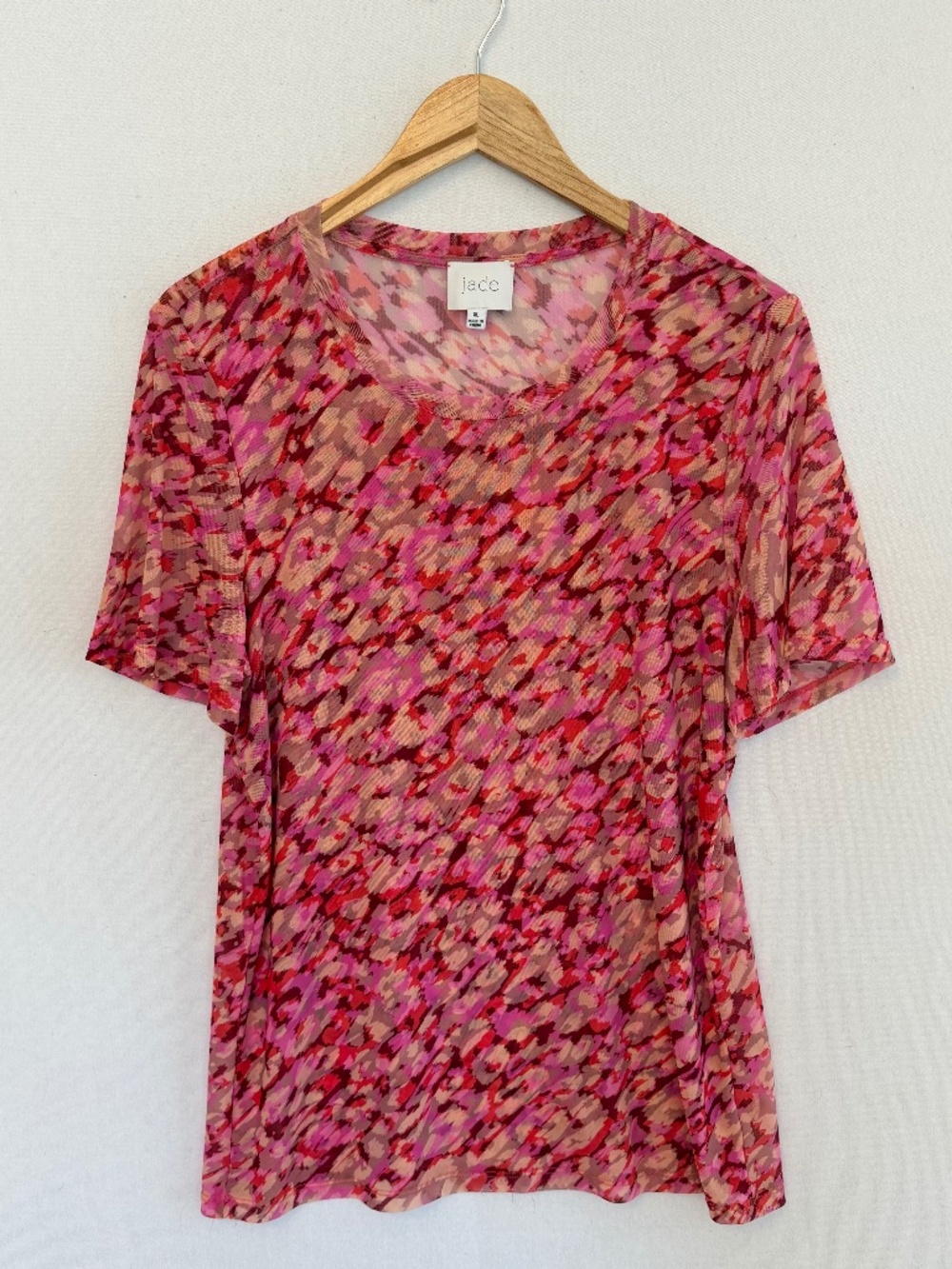 JOHNNY WAS JADE Women’s XL Mina Pink Mesh Short Sleeve Tee